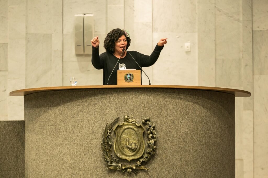 deputada estadual dani portela durante fala na tribuna da alepe